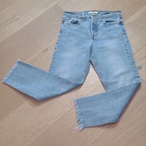 Levi's Wedgie Button Fly Jeans Women's sz 26 Mid Rise Raw Hem Crop Denim